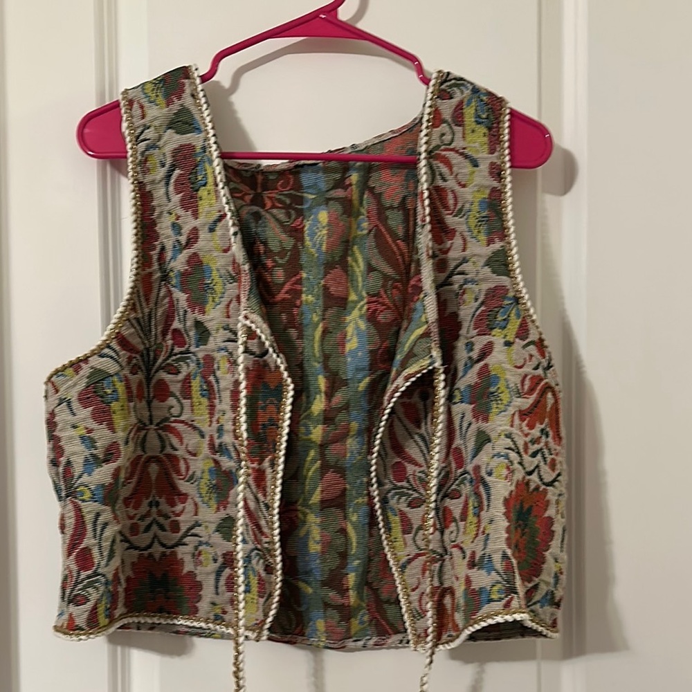 Colorful Floral Tapestry Vest